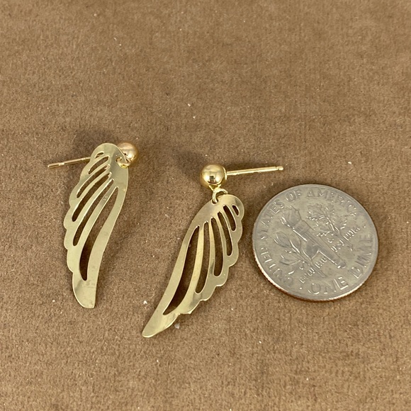 Vintage 14 Karat all Gold Wings with 4MM Ball Stud - Picture 3 of 5